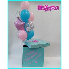 Коробка-сюрприз с воздушными шарами для девушки